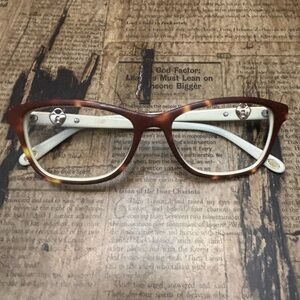 Tiffany & Co Eyeglass Frames TF2061 Brown White Heart Detail No Lenses